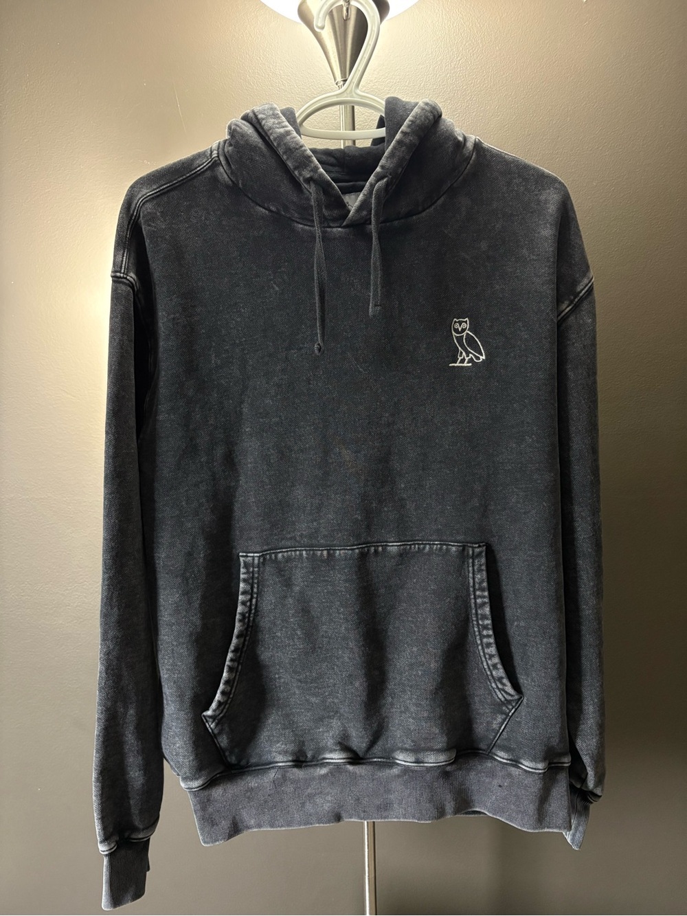 Mens OVO Washed Black Hoodie - Small